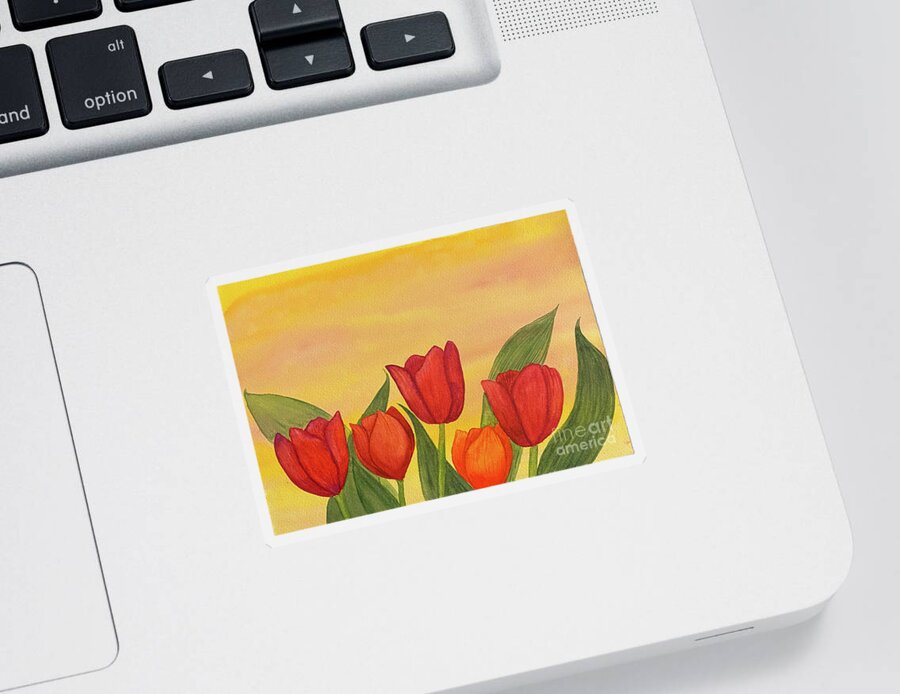 Tulips Sticker featuring the painting Tulips at Sunset by Lisa Neuman