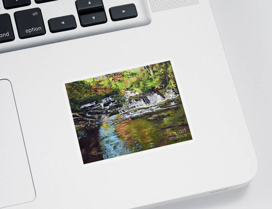 Carters Lake Sticker featuring the painting Tumbling Waters - Carter's Lake - North GA by Jan Dappen