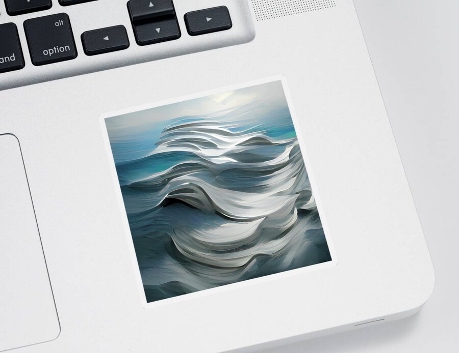Digitalart Sticker featuring the painting Turbulent Sea by Bonnie Bruno