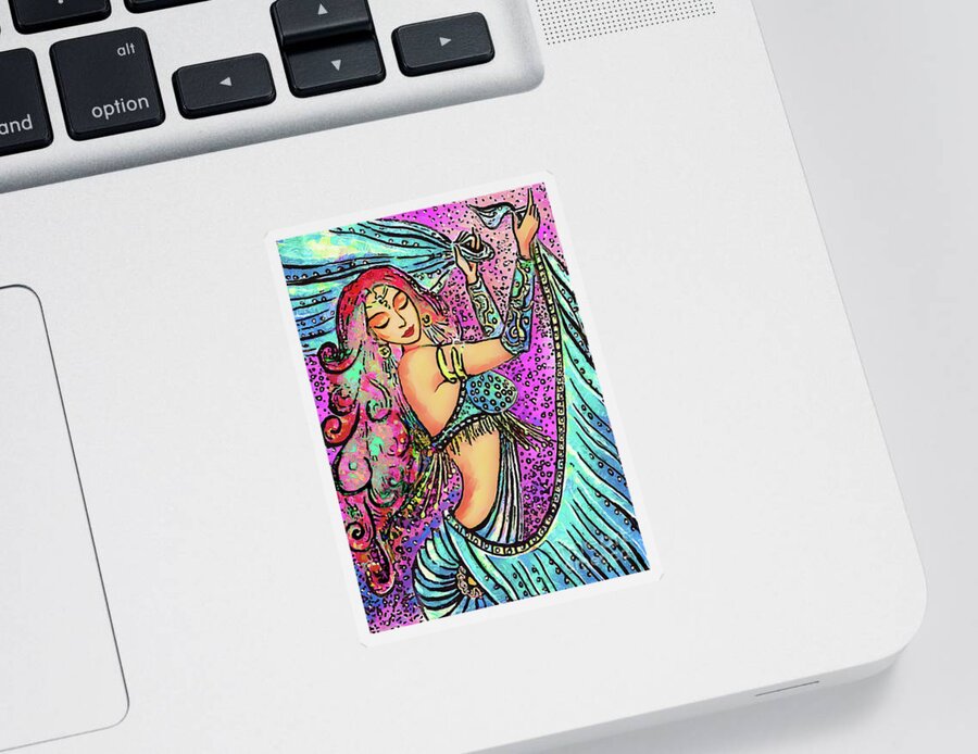 Belly Dancer Sticker featuring the painting Turquoise Dancer by Eva Campbell