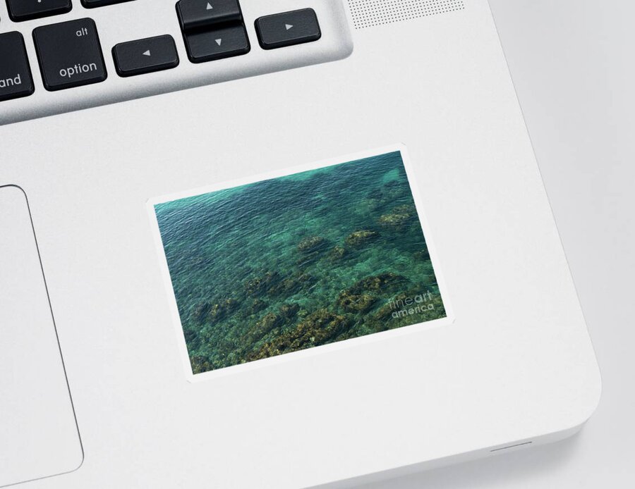 Sea Water Sticker featuring the photograph Turquoise sea water in a rocky cove 1, Mediterranean Sea by Adriana Mueller