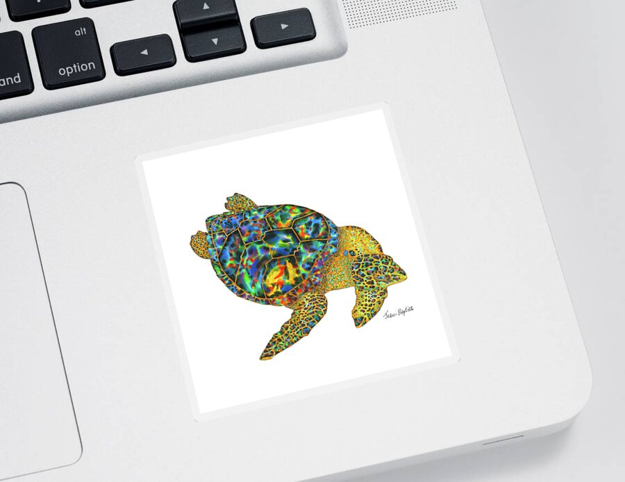  Sticker featuring the painting Turtle in white background. by Daniel Jean-Baptiste