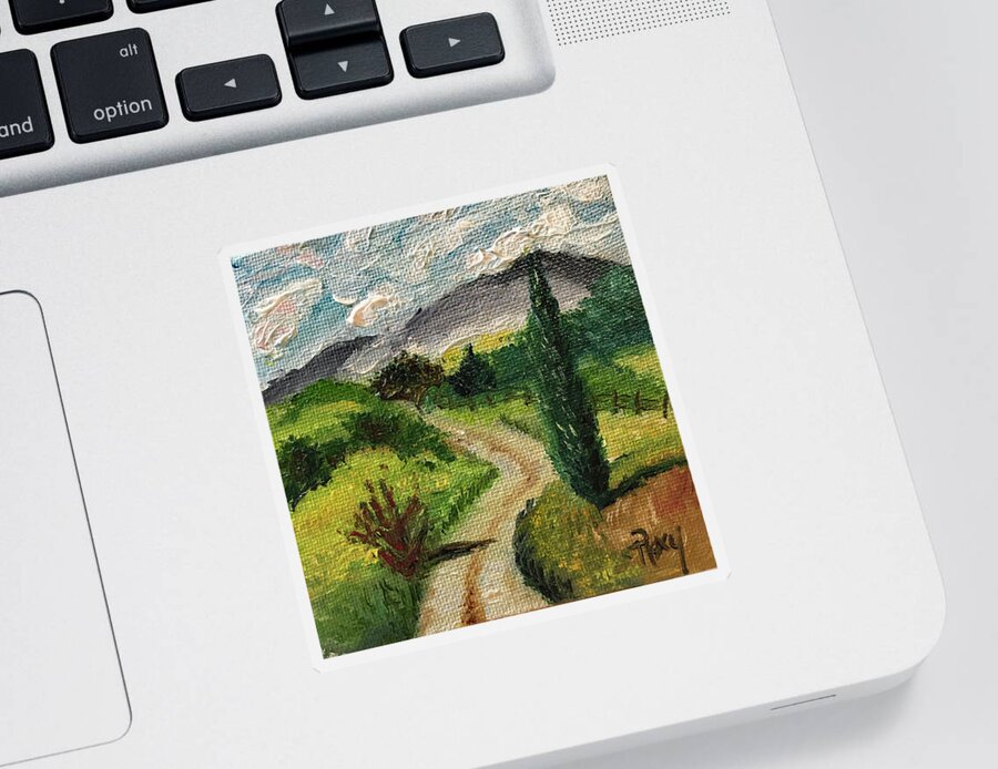 Tuscany Sticker featuring the painting Tuscan Winding Road by Roxy Rich