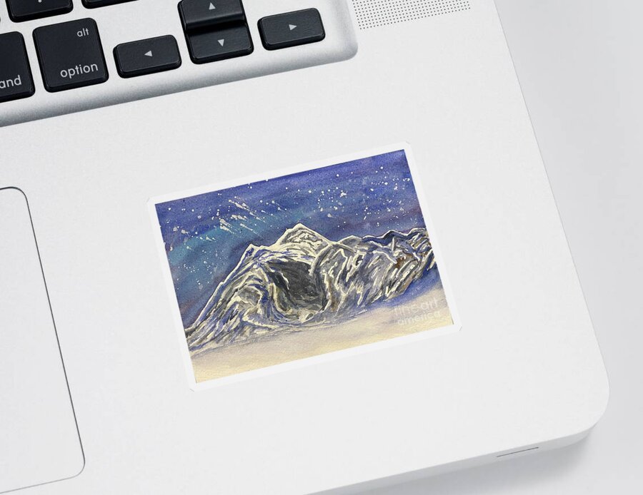 Mt Baker Sticker featuring the painting Twilight Mountain by Lisa Neuman