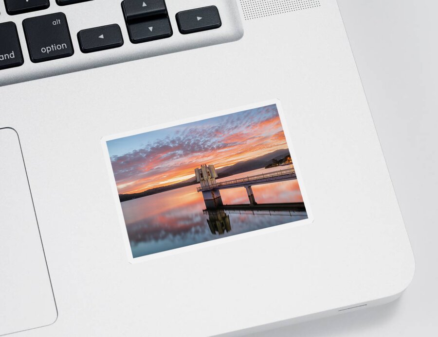 Awesome Sticker featuring the photograph Twilight On The Lake by Khanh Bui Phu