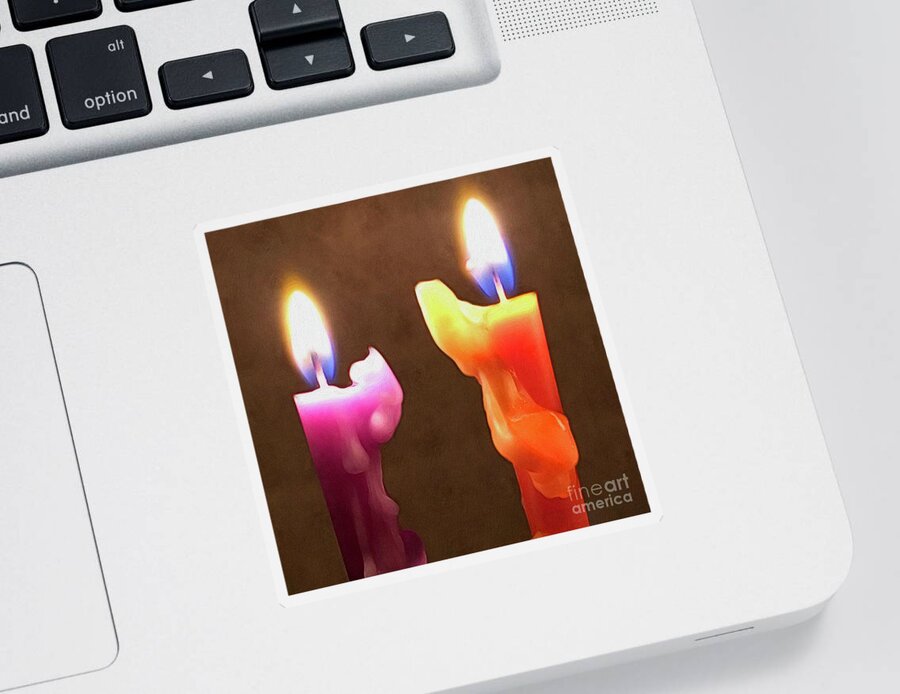 Candles Sticker featuring the digital art Two Candles by Wendy Golden