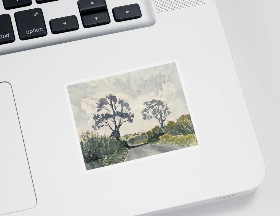 Watercolour Sticker featuring the painting Two Trees on Thwing Road by Glenn Marshall
