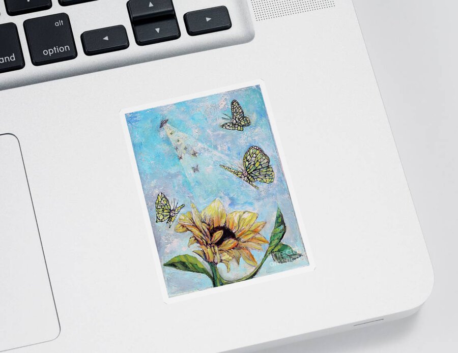Ufo Sticker featuring the painting UFOflies by Manami Lingerfelt