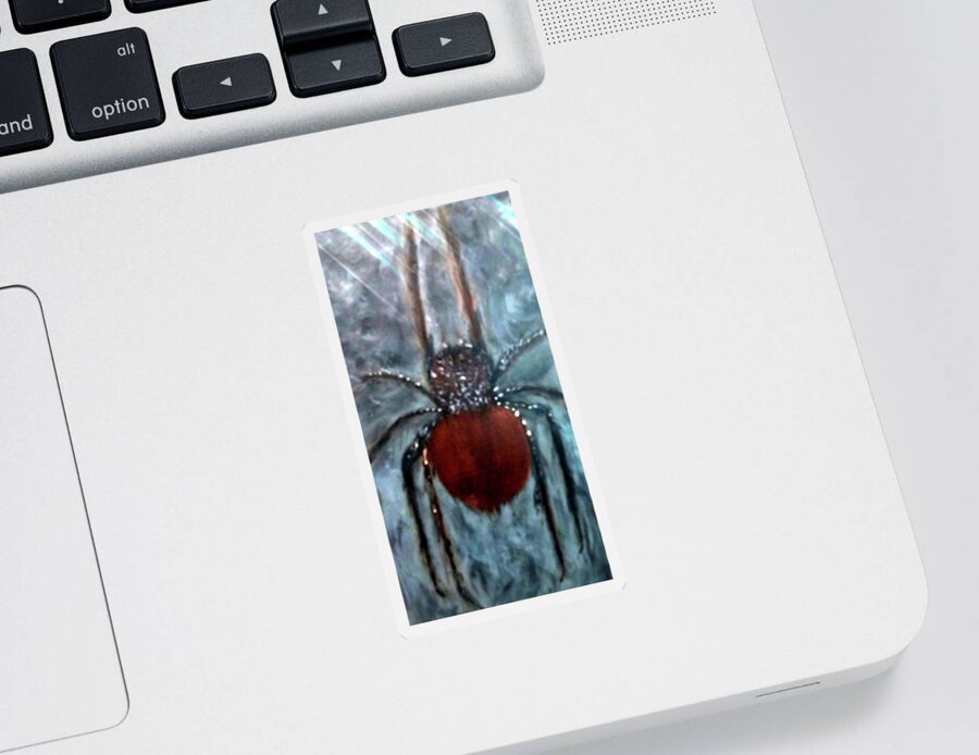 Ugly Sticker featuring the painting Ugly Spider by Anna Adams