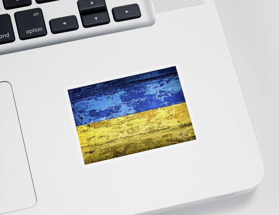Ukraine Sticker featuring the photograph Ukraine flag by Delphimages Photo Creations