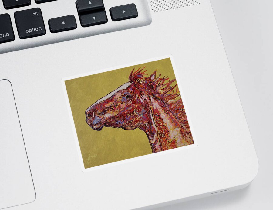 Horse Sticker featuring the painting Unbroken original painting by Sol Luckman