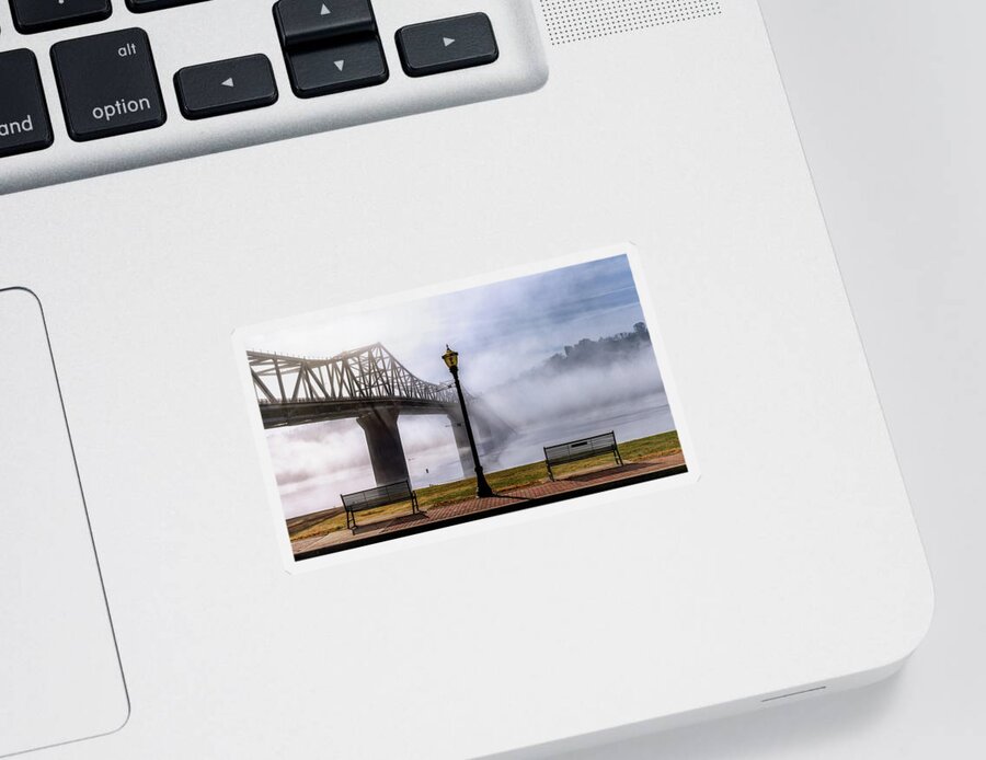 Bridge Sticker featuring the photograph Under the Bridge - Madison, IN by Susan Rissi Tregoning
