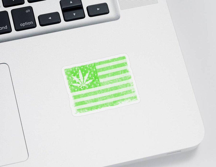 Funny Sticker featuring the digital art United States Of Cannabis by Flippin Sweet Gear