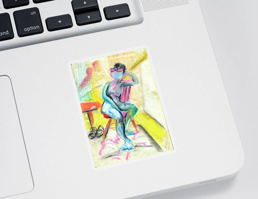 Figure Sticker featuring the drawing Untitled_figure Study_abc by Paul Vitko