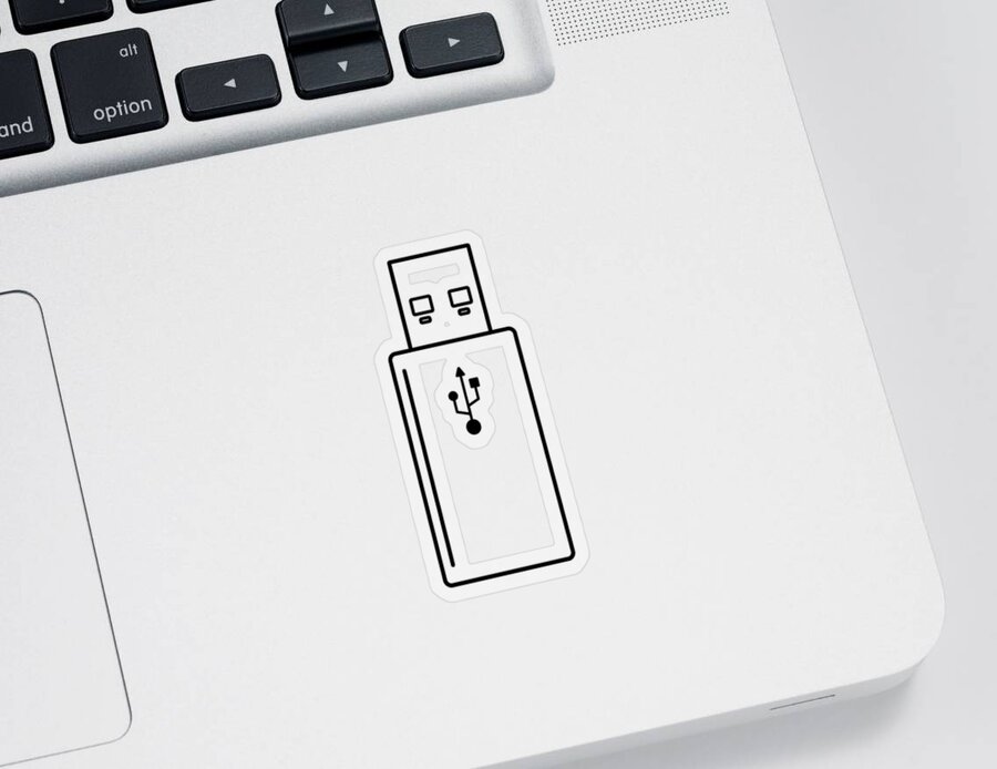 Usb Sticker featuring the digital art USB Stick Outline by THP Creative