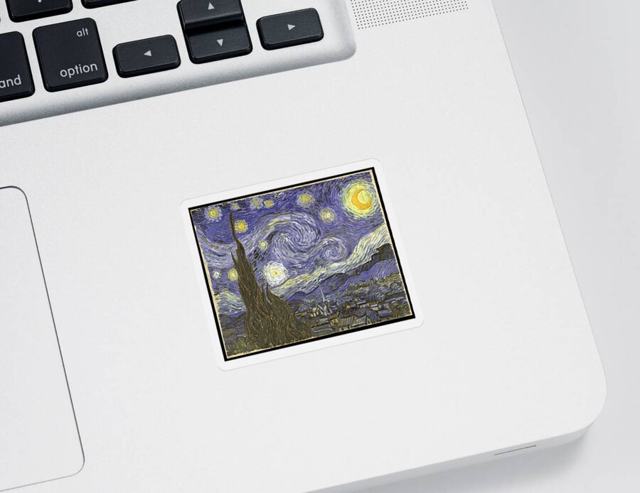 Cool Sticker featuring the digital art Van Goh Starry Night by Flippin Sweet Gear