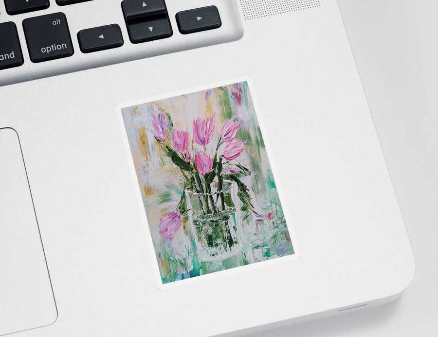 Tulips Sticker featuring the painting Vase of Tulips by Lynne McQueen