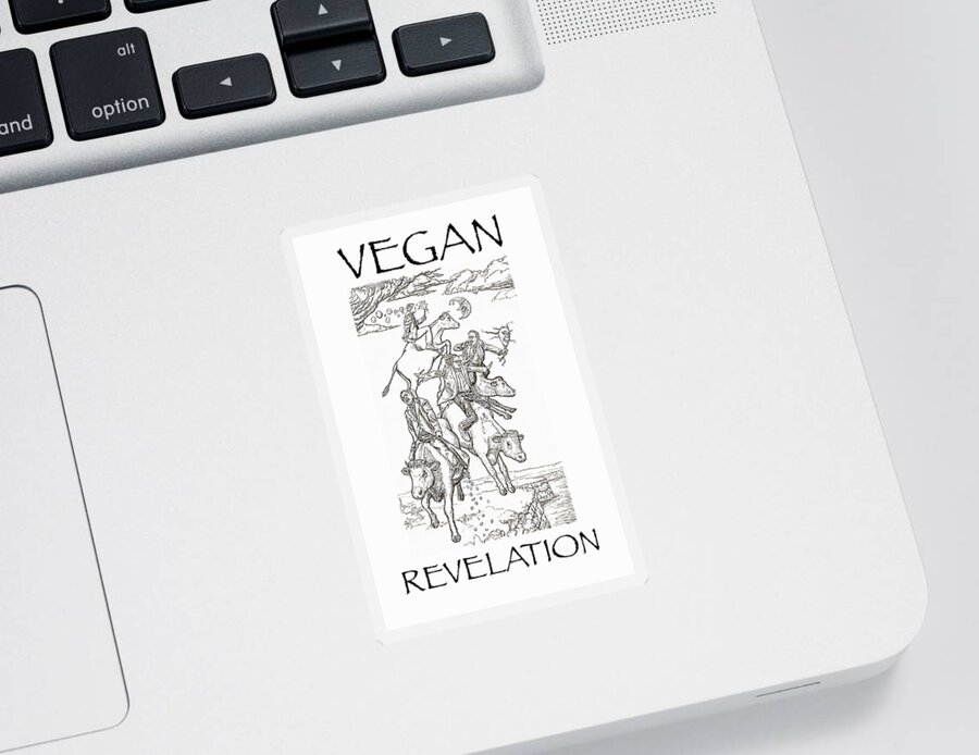 Vegan Sticker featuring the digital art VEGAN Revelation by Russell Kightley