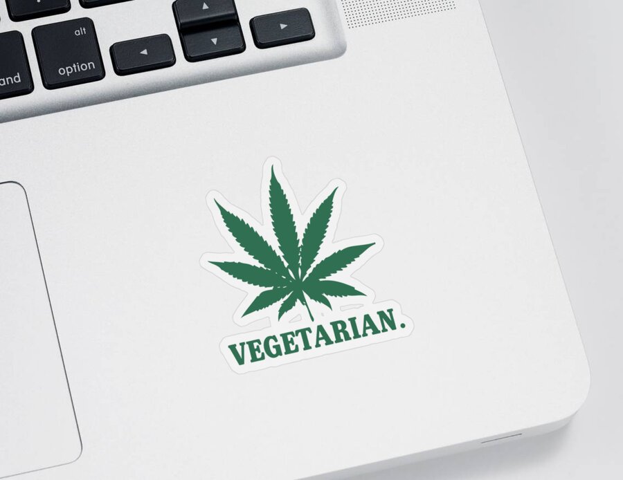 Sarcastic Sticker featuring the digital art Vegetarian Cannabis Weed by Flippin Sweet Gear