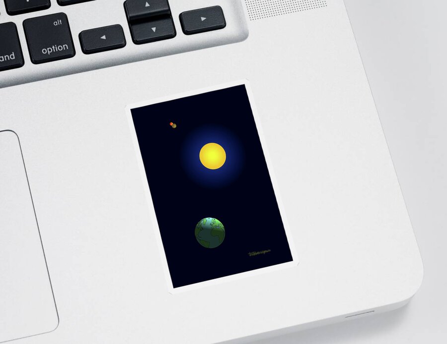 Venus Sticker featuring the digital art Venus Mars Conjunction by Teresamarie Yawn