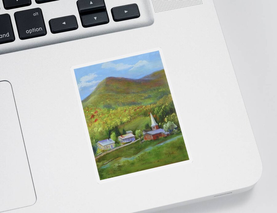 Village Sticker featuring the painting Second Summer - Vermont Village by Marsha Karle