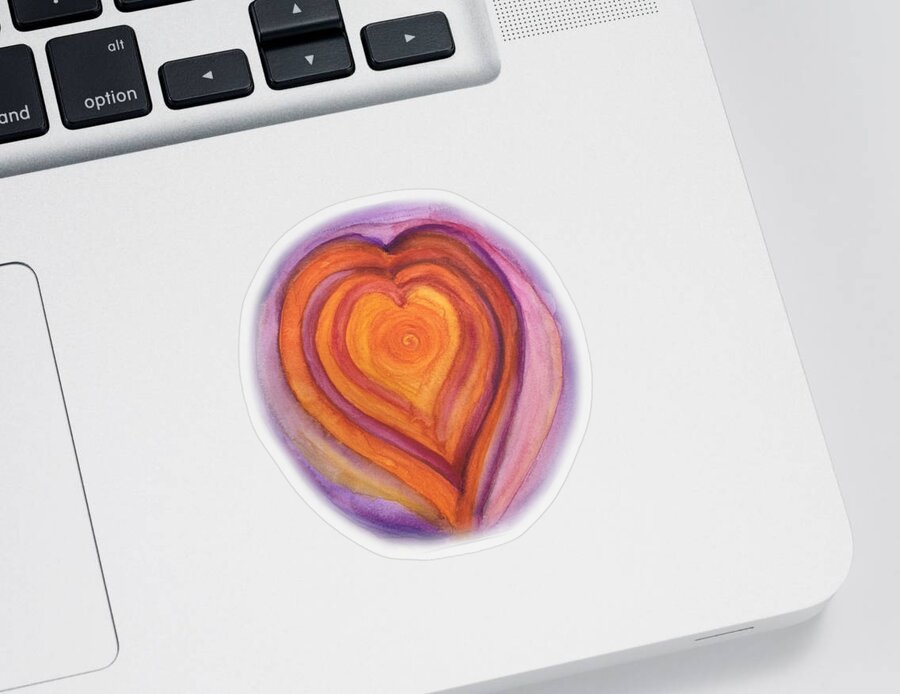 Vibrant Sticker featuring the painting Vibrant Hearts within Hearts  by Sandy Rakowitz