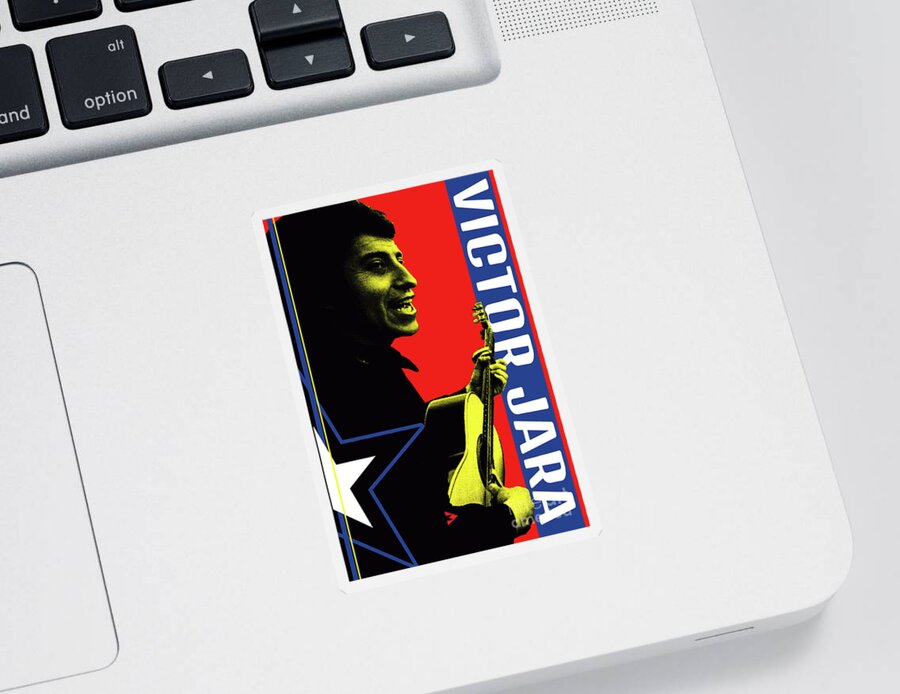 Victor Jara Sticker featuring the digital art Victor Jara by Zoran Maslic