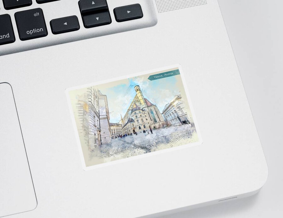Church Sticker featuring the digital art Vienna sketch by Ariadna De Raadt