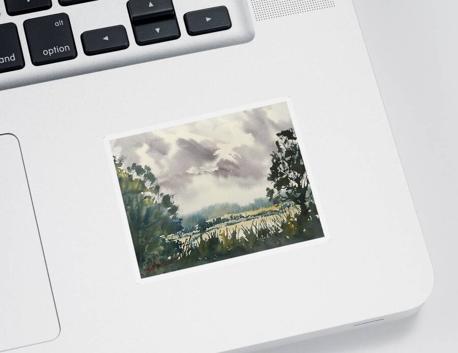 Landscape Sticker featuring the painting View from a Wolds Road by Glenn Marshall