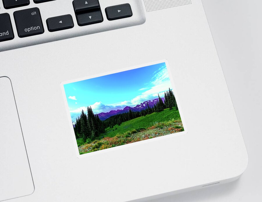 Mountains Sticker featuring the photograph View of the Cascades near Sunrise by Jeff Swan