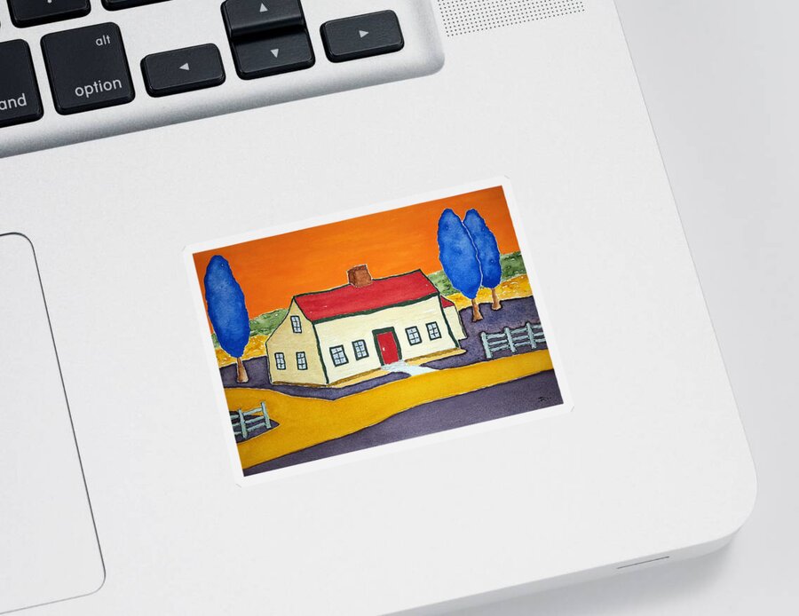 Watercolor Sticker featuring the painting Vincent's Farmhouse by John Klobucher