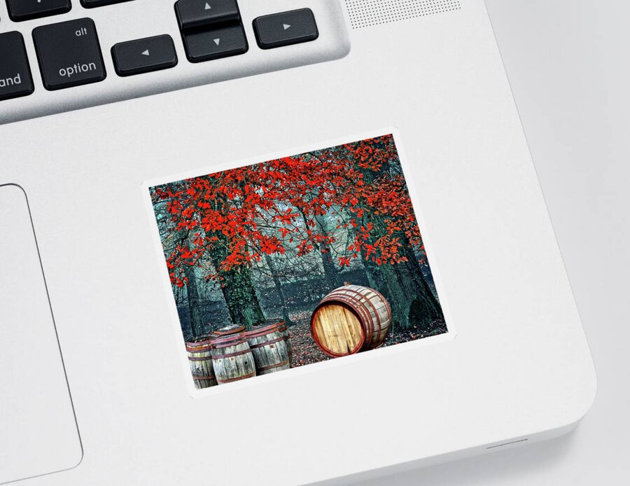 Wine Casks Sticker featuring the digital art Vineyard Forest by Norman Brule