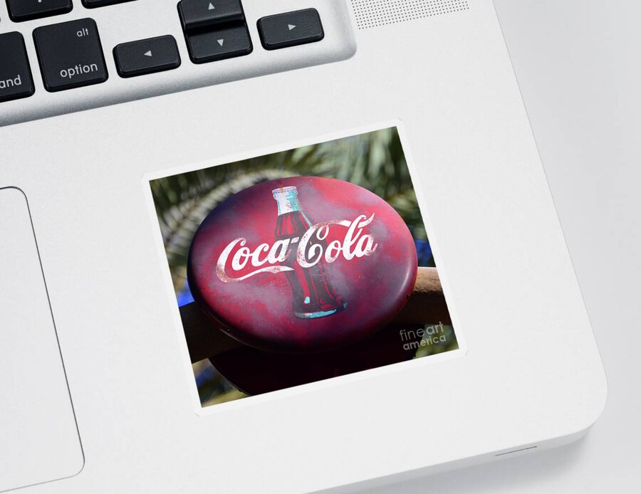 Coca Cola Sticker featuring the photograph Vintage bottle cap Coke sign by David Lee Thompson