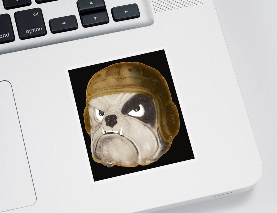 Bulldog Sticker featuring the mixed media Vintage Bulldog Football Player by Row One Brand