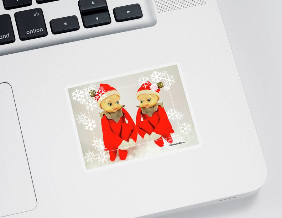 Elf Sticker featuring the photograph Vintage Christmas Elves by LeeAnn McLaneGoetz McLaneGoetzStudioLLCcom
