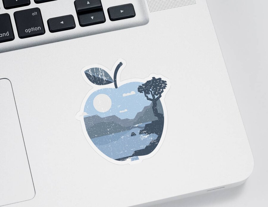 Apple Sticker featuring the digital art Vintage Panorama Apple by Mister Tee