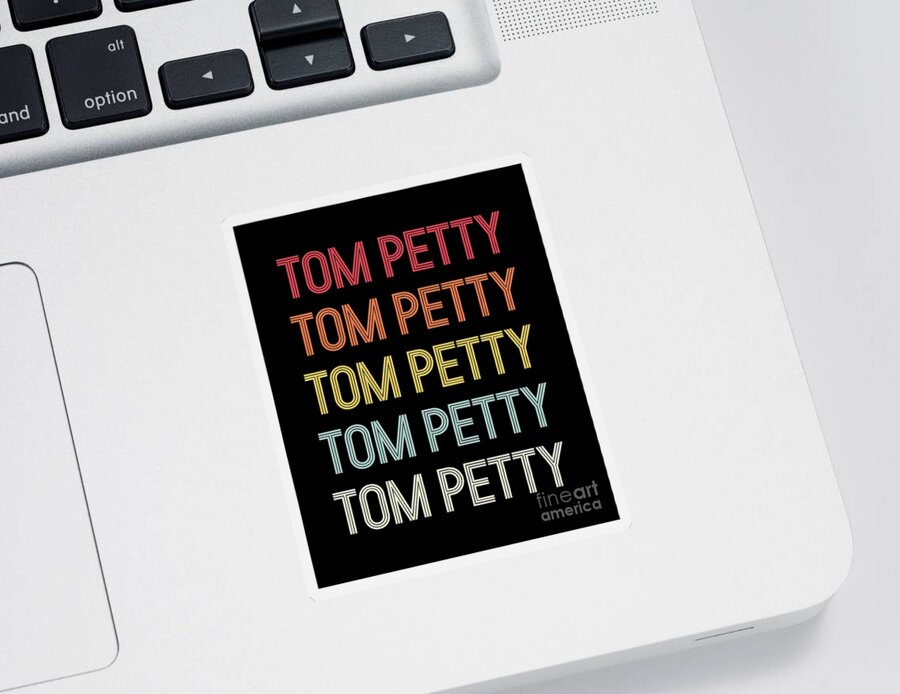 Tom Petty Sticker featuring the digital art Vintage Style Tom Petty Retro Wordmark Pattern by Notorious Artist