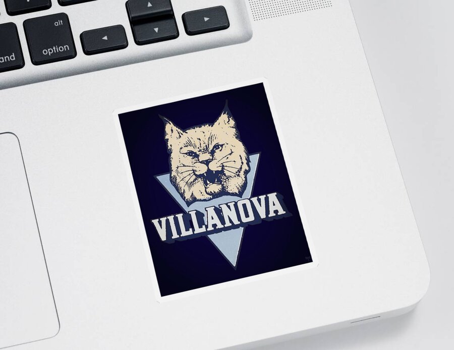 Villanova Sticker featuring the mixed media Vintage Villanova Wildcat Art by Row One Brand