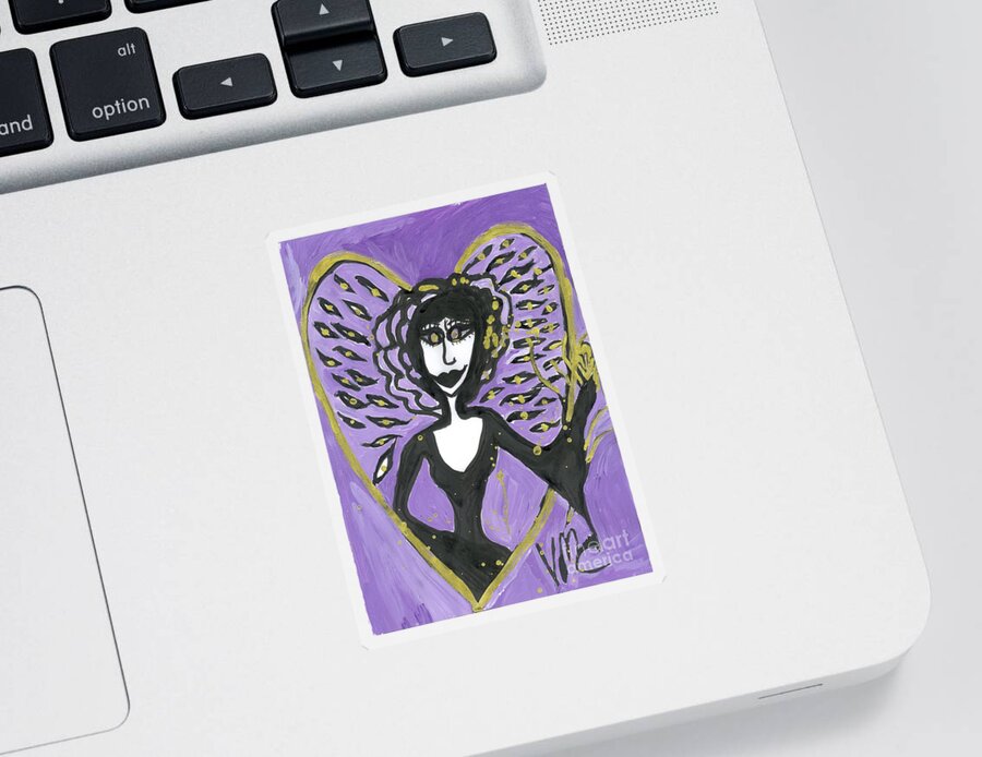 Angel Sticker featuring the painting Violetrea Angel by Victoria Mary Clarke