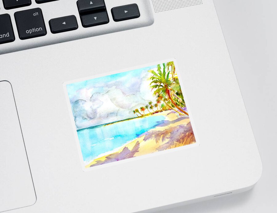 Tropical Beach Sticker featuring the painting Virgin Clouds by Carlin Blahnik CarlinArtWatercolor