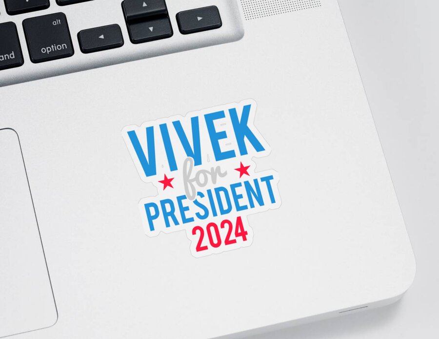 Cool Sticker featuring the digital art Vivek Ramaswamy for President 2024 by Flippin Sweet Gear
