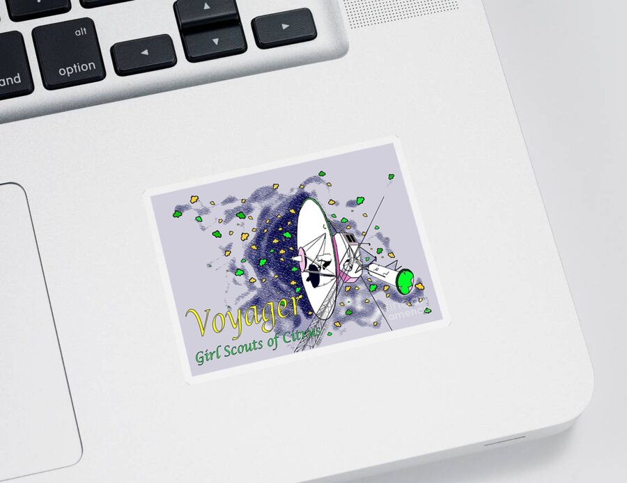 Girl Scout Sticker featuring the digital art Voyager card by Merana Cadorette