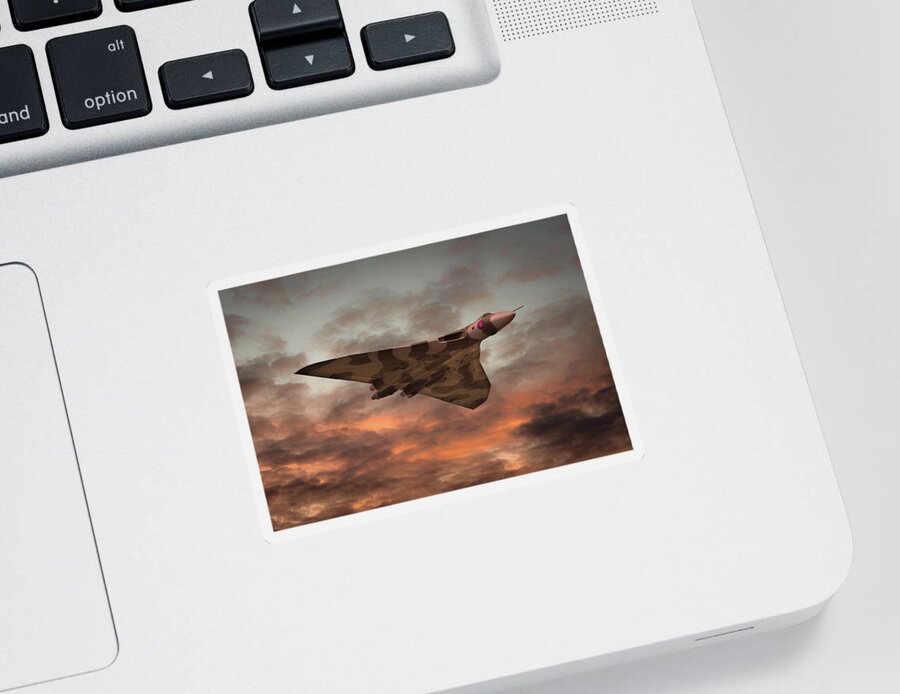 Avro Vulcan Bomber Sticker featuring the digital art Vulcan Bomber Sunset by Airpower Art