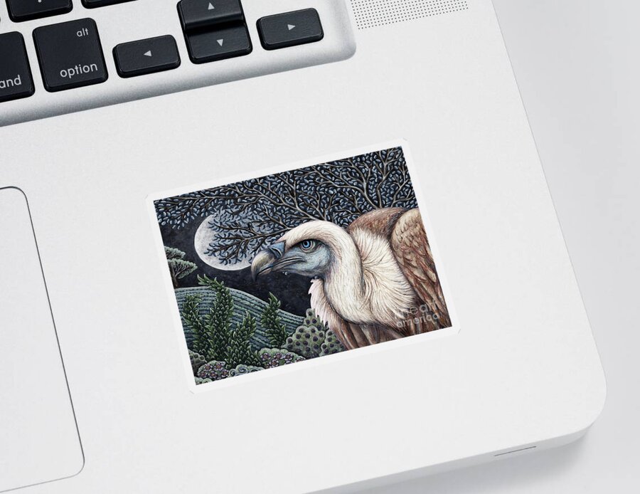Ruppell's Vulture Sticker featuring the painting Vulture Moon by Amy E Fraser