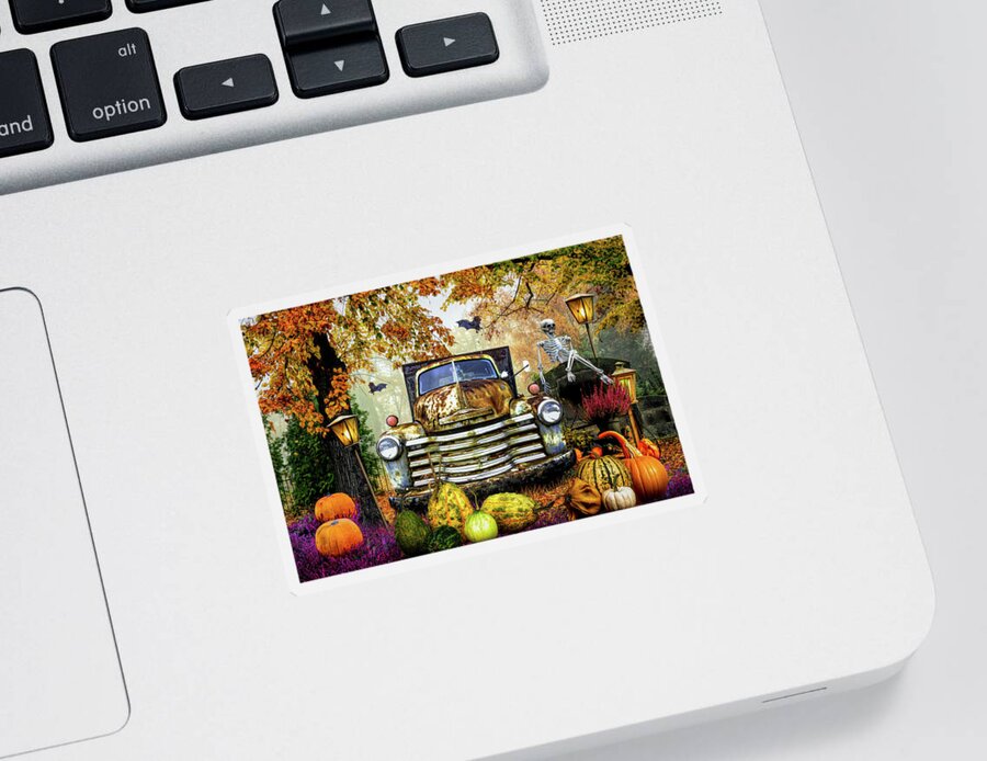 Fall Sticker featuring the photograph Waiting for Halloween by Debra and Dave Vanderlaan