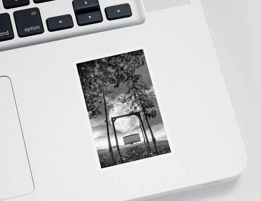 Carolina Sticker featuring the photograph Waiting for You in the Moonlight Black and White by Debra and Dave Vanderlaan
