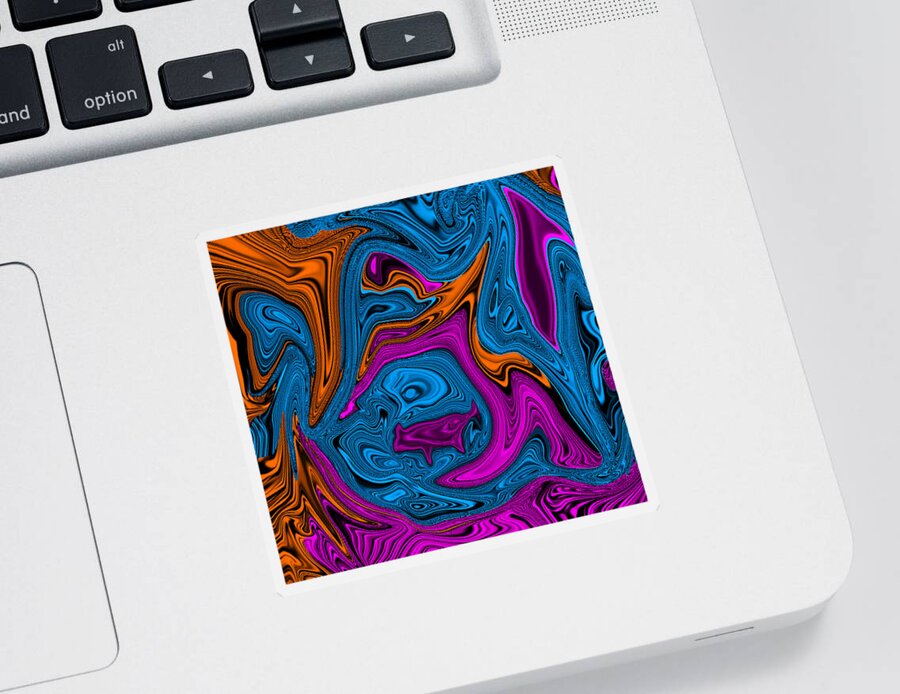 Abstract Art Sticker featuring the digital art Walking the Dog Abstract by Ronald Mills