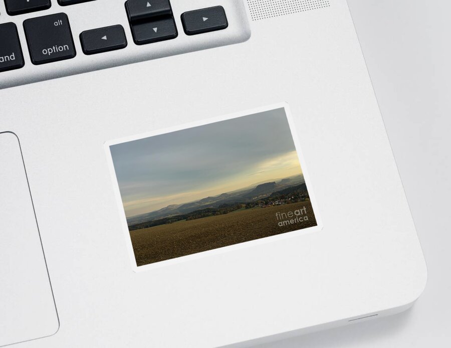 Landscape Sticker featuring the photograph Warm gray sky in Saxon Switzerland by Adriana Mueller