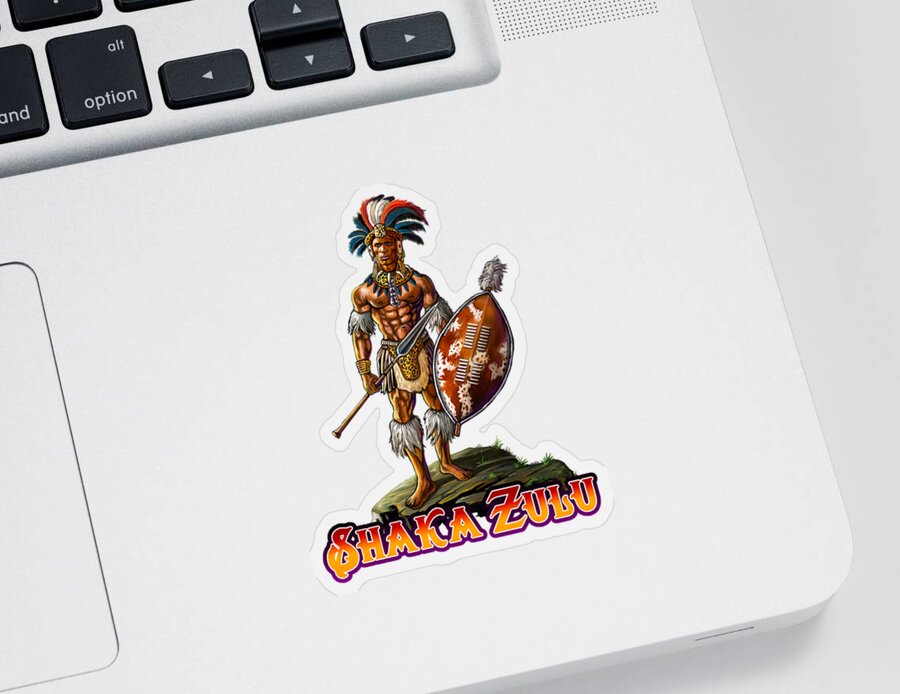 Shaka Sticker featuring the painting Warrior King Shaka Zulu by Anthony Mwangi
