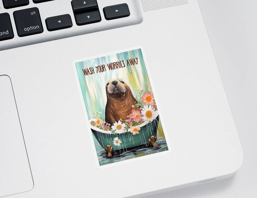 Walrus Sticker featuring the painting Wash Your Worries Away by Tina LeCour